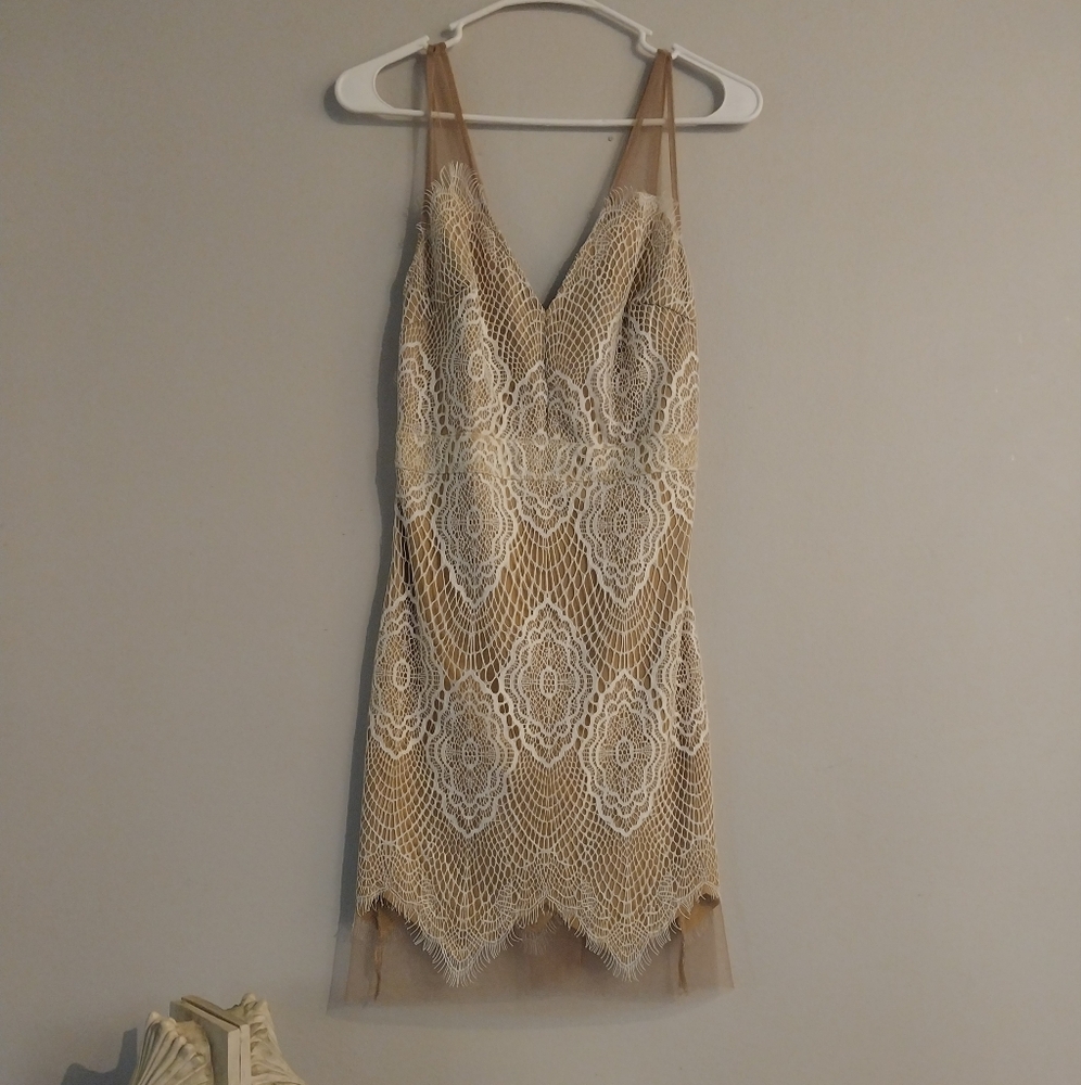 Luxxel Lace Overlay Mini Dress